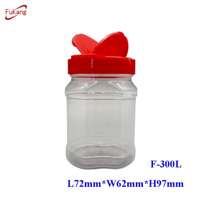 Custom Made 300ml PET Clear Spice Jars with Flip Top Lid Plastic Salt Shaker