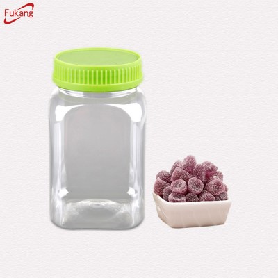 China manufacturer 350cc pet plastic bottles mini plastic sweets containers with green lids